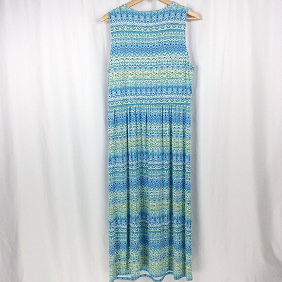 J JIll Maxi Dress Womens Large Blue Green Aegean Sleeveless Tank Surplice V-Neck - Picture 2 of 8